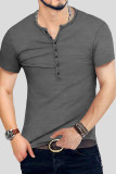 Fashion Casual Solid Basic V Neck Men's Tops