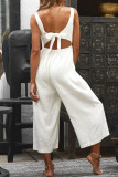 Fashion Casual Solid Split Joint V Neck Loose Jumpsuits