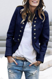 Solid Buttons Turn-back Collar Outerwear