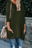 Casual Solid Patchwork O Neck Tops
