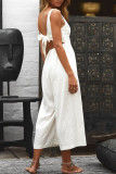 Fashion Casual Solid Split Joint V Neck Loose Jumpsuits
