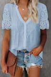 Fashion Casual Solid Patchwork V Neck Tops
