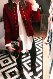 Solid Buttons Turn-back Collar Outerwear