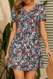 Fashion Elegant Floral Frenulum V Neck A Line Dresses