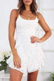 Fashion Street Print Flounce Spaghetti Strap Sling Dresses