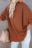 Casual Solid Buckle O Neck Tops