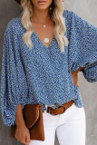 Fashion Casual Print Split Joint V Neck Tops