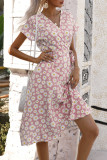 Fashion Street Print Split Joint V Neck A Line Dresses