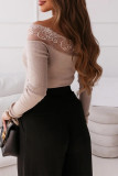Fashion Sexy Solid Lace Off the Shoulder Tops