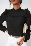 Fashion Sweet Solid Patchwork O Neck Tops