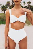 Sexy Solid Backless Fold Swimwears