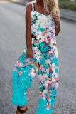Casual Print Patchwork Loose Jumpsuits(4 Colors)