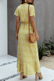 Elegant Floral Flounce With Belt Irregular Dress Dresses