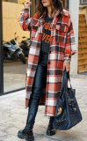Fashion Plaid Pocket Buttons Shirt Collar Outerwear(5 Colors)