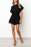 Fashion Sweet Solid Buttons Without Belt Loose Rompers