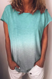 Casual Gradual Change Basic O Neck T-Shirts