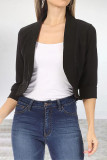 Elegant Solid Color Mandarin Collar Outerwear