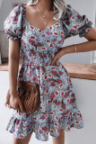 Fashion Casual Print Split Joint Square Collar A Line Dresses