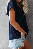 Fashion Casual Print Split Joint V Neck Tops
