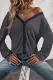Casual Solid Patchwork Buttons V Neck T-Shirts