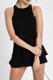 Casual Solid O Neck Loose Rompers
