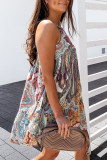 Fashion Street Print Split Joint Halter A Line Dresses
