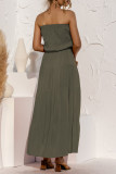 Fashion Casual Solid Split Joint Strapless A Line Dresses