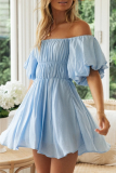 Fashion Elegant Solid Split Joint Fold Off the Shoulder A Line Dresses