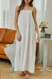 Fashion Living Solid Split Joint Spaghetti Strap Sling Dresses