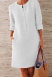 Fashion Casual Solid Split Joint O Neck A Line Dresses