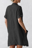 Fashion Casual Solid Split Joint Turndown Collar Straight Dresses