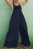 Fashion Casual Solid Split Joint Spaghetti Strap Loose Jumpsuits