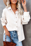 Casual Street Solid Buckle Turndown Collar Tops