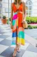 Fashion Street Print Split Joint V Neck A Line Dresses
