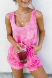 Casual Gradual Change Tie-dye U Neck Regular Rompers