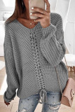 Fashion Street Adult Solid Patchwork Pullovers V Neck Tops