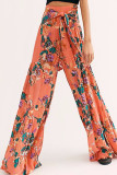 Casual Street Print Fold Loose High Waist Wide Leg Bottoms
