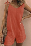 Fashion Sportswear Solid Frenulum O Neck Loose Rompers