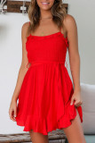 Fashion Street Solid Split Joint Spaghetti Strap A Line Dresses