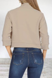 Elegant Solid Color Mandarin Collar Outerwear