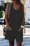 Fashion Casual Solid Patchwork O Neck Loose Rompers