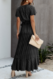 Elegant Floral Flounce With Belt Irregular Dress Dresses