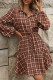 Elegant College Plaid Frenulum Turndown Collar A Line Dresses