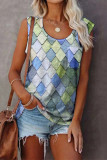 Casual Plaid Contrast O Neck Tops