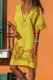 Fashion Casual Print Split Joint V Neck A Line Dresses