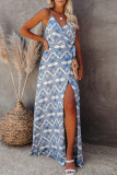 Fashion Bohemian Print Frenulum V Neck A Line Dresses