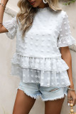Fashion Street Solid Split Joint O Neck Tops