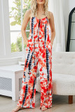 Fashion Casual Print O Neck Loose Jumpsuits