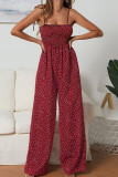 Fashion Street Print Patchwork Spaghetti Strap Loose Jumpsuits