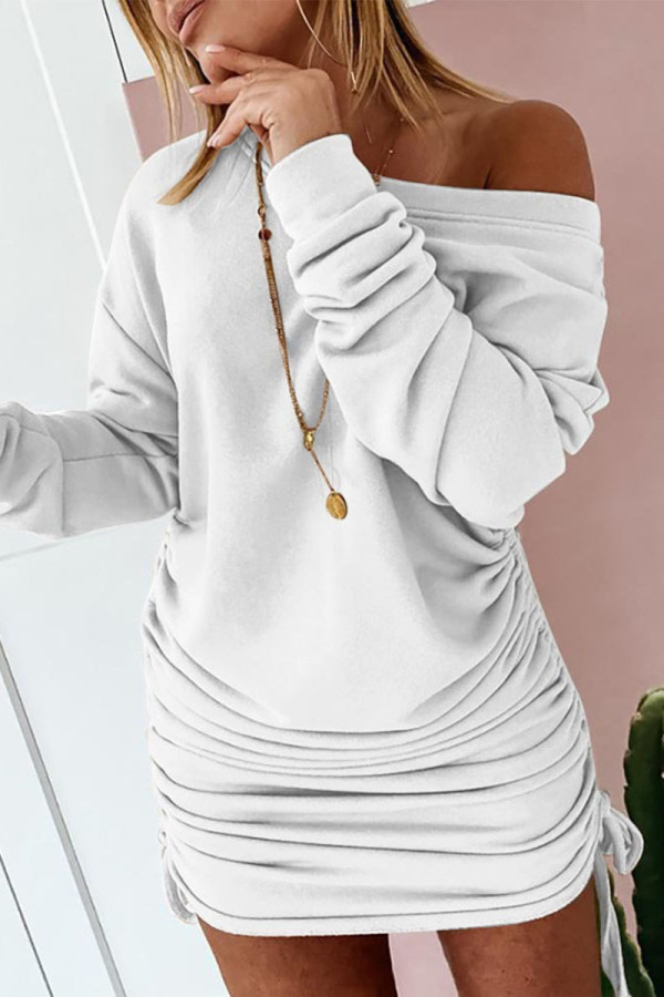 Street Solid Patchwork Frenulum O Neck Pencil Skirt Dresses